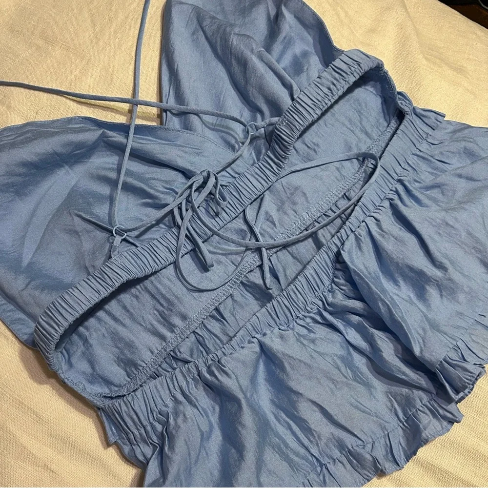 American Threads Blue Ruffled Top - Picture 5 of 6